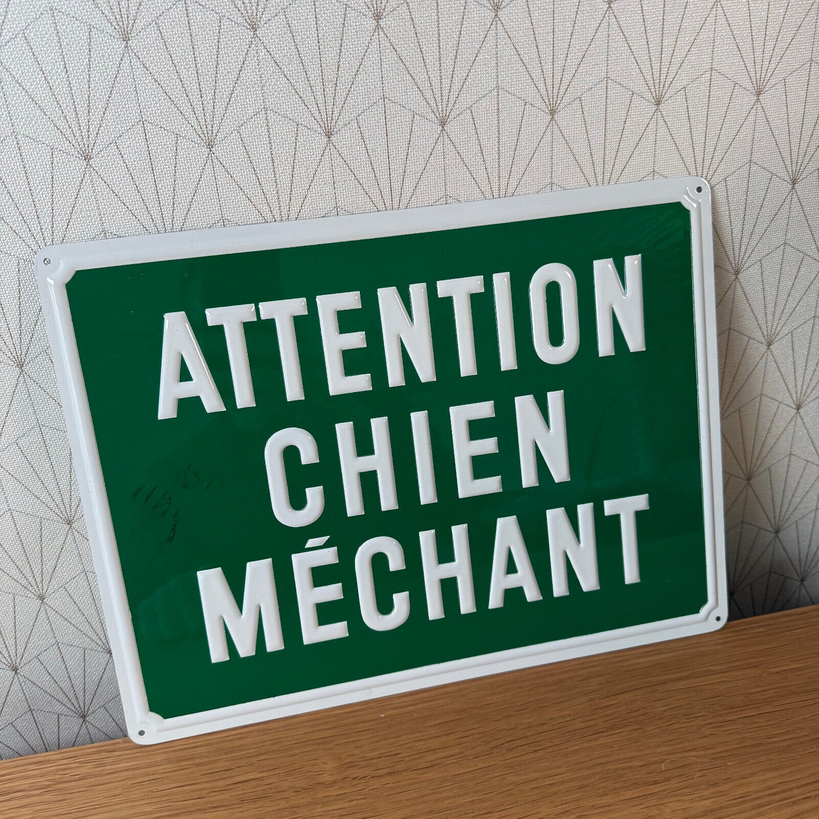 French Street Sign Plaque - ATTENTION CHIEN MECHANT 2212248 - Fleamarketfrance