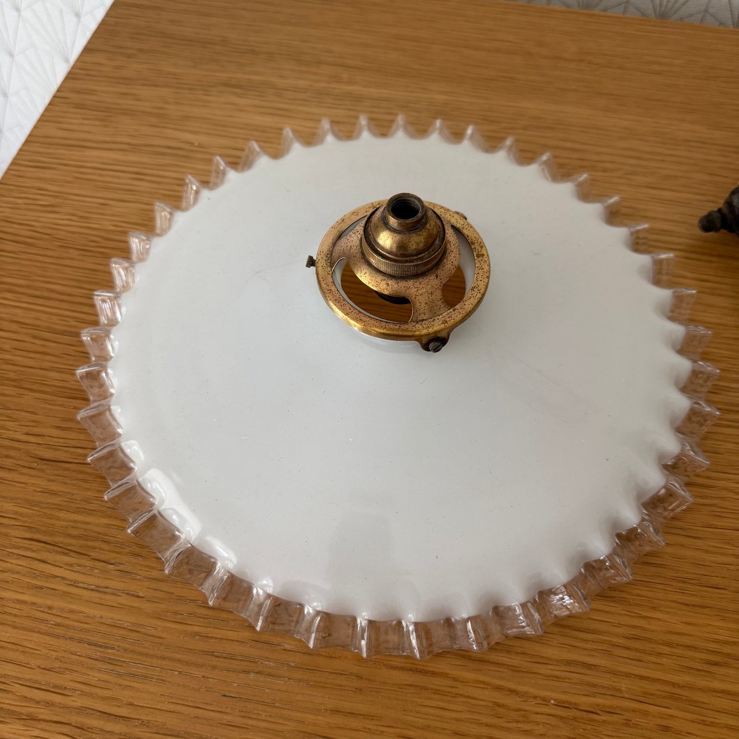 Vintage French Pendant Light Shade Opaline Art Deco Porcelain 2708251