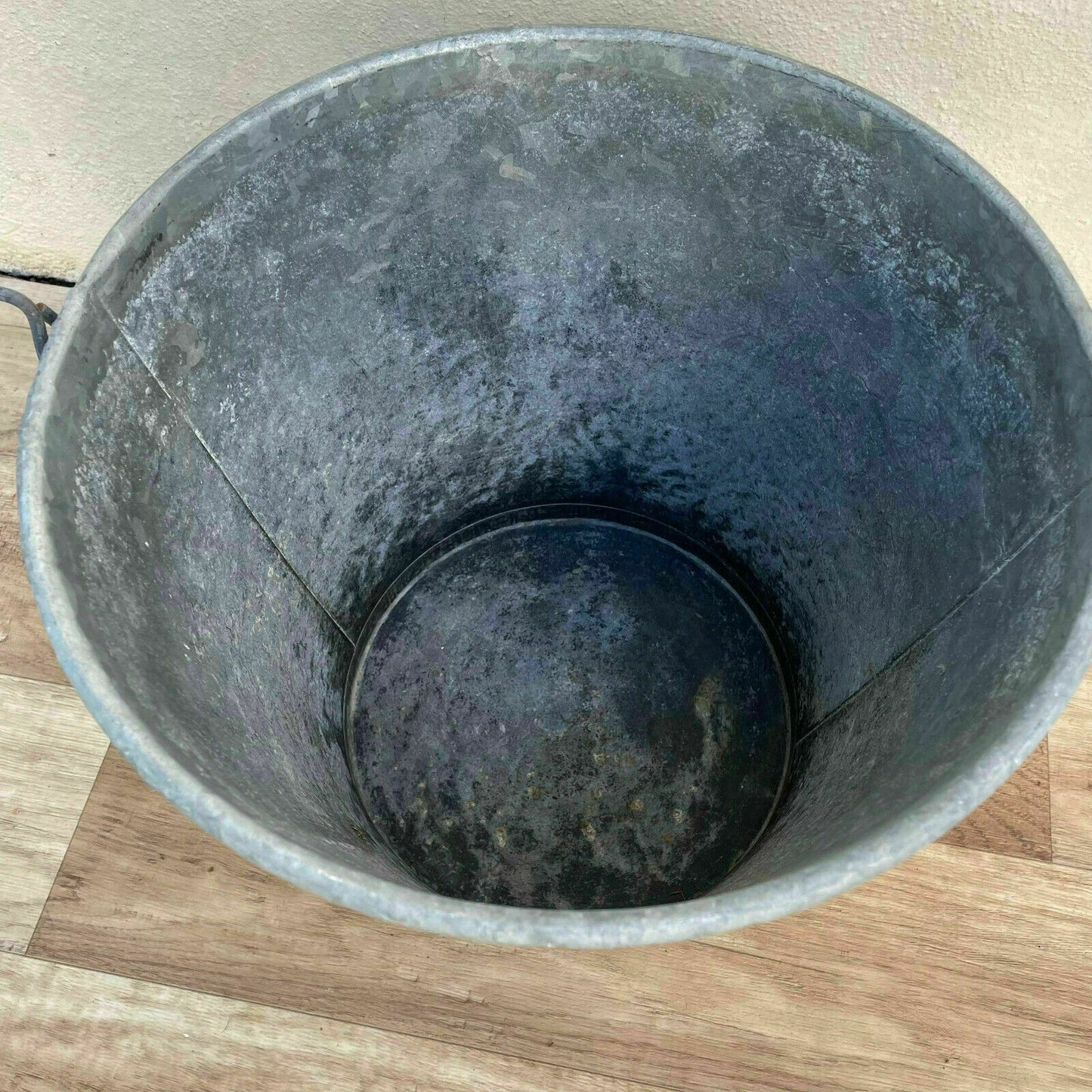 French Vintage Galvanized Bucket Zinc Farmhouse Pail Handle 0308218 Fleamarketfrance