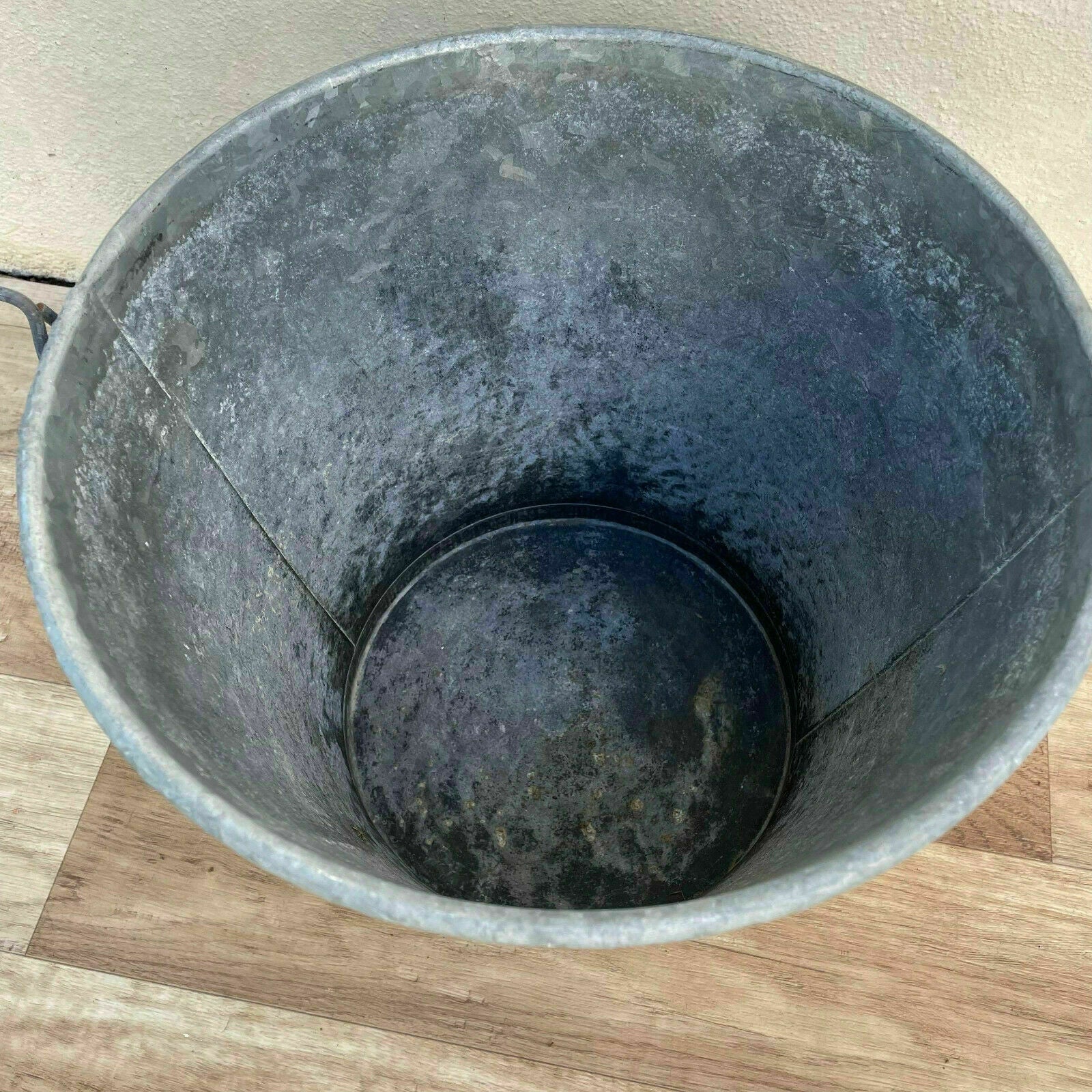 French Vintage Galvanized Bucket Zinc Farmhouse Pail Handle 0308218 Fleamarketfrance