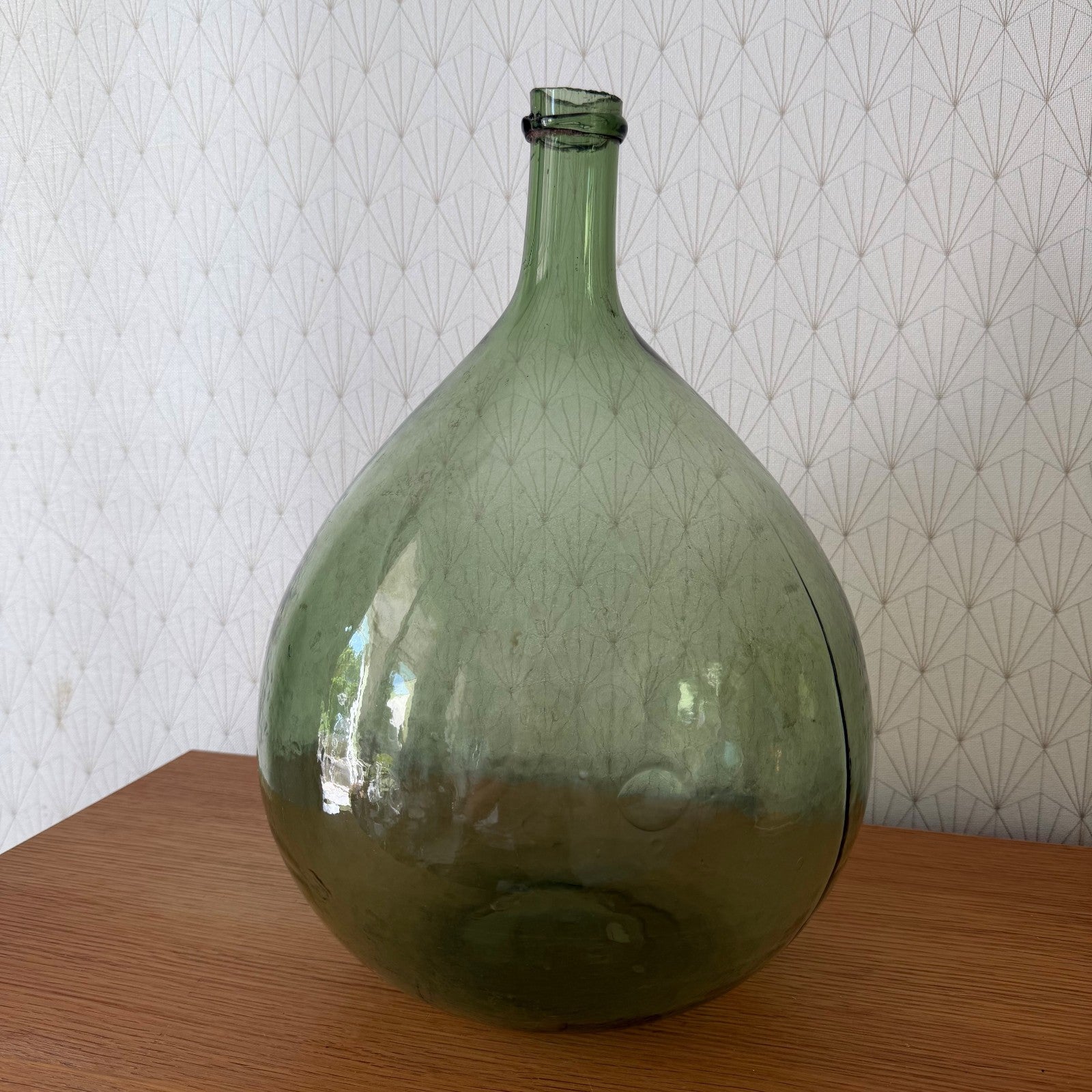 Antique French Dame Jeanne Green Glass Demijohn Wine Bottle 1107263 Fleamarketfrance
