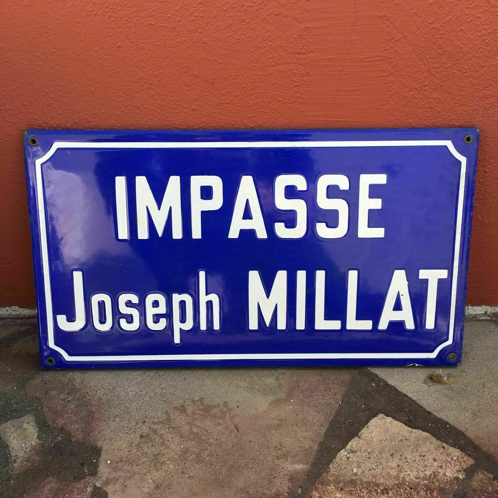 Old French Street Enameled Sign Plaque - vintage millat 5 - Fleamarketfrance