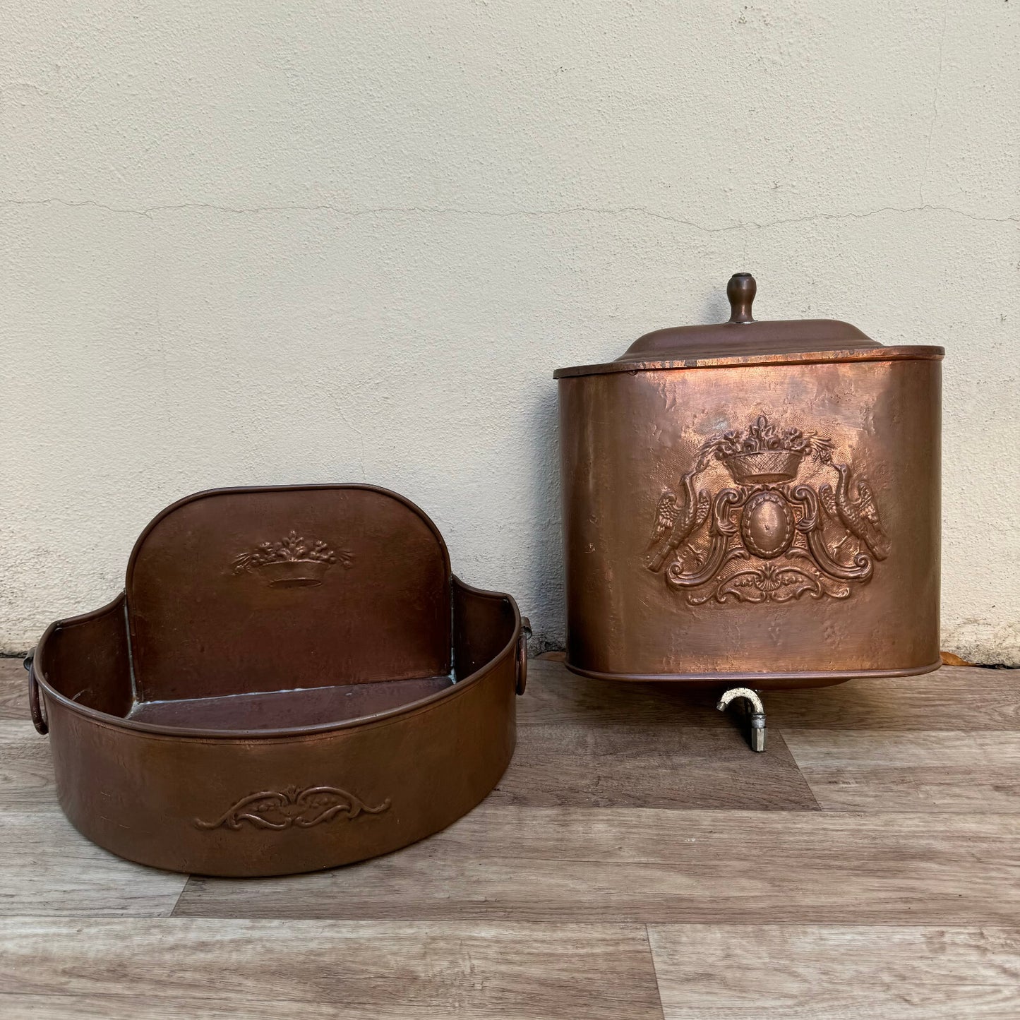 Antique French Copper Fountain Water Feature Villedieu Garden Set 0109245 Villedieu