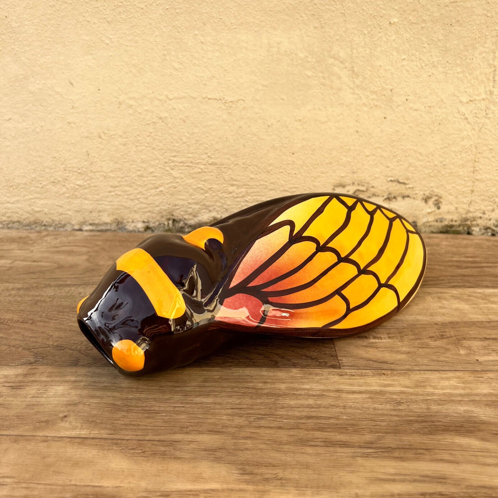 Vintage French MAJOLICA CICADA WALL POCKET VASE Provence 2811225 - Fleamarketfrance