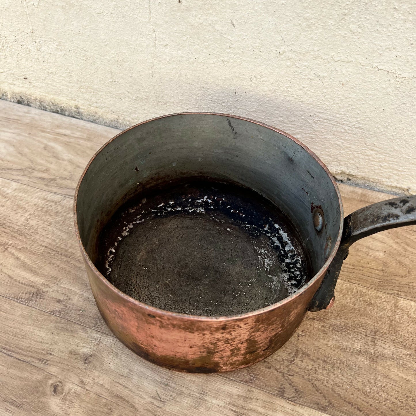 Antique French Copper Saucepan Tin Lined 8" Iron Handle 3mm Thick 1105227 Unbranded