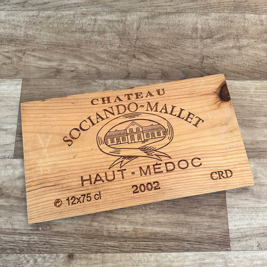Vintage French Bordeaux Wine Crate Panel Sociando-Mallet 2002 10022426 Château Sociando-Mallet