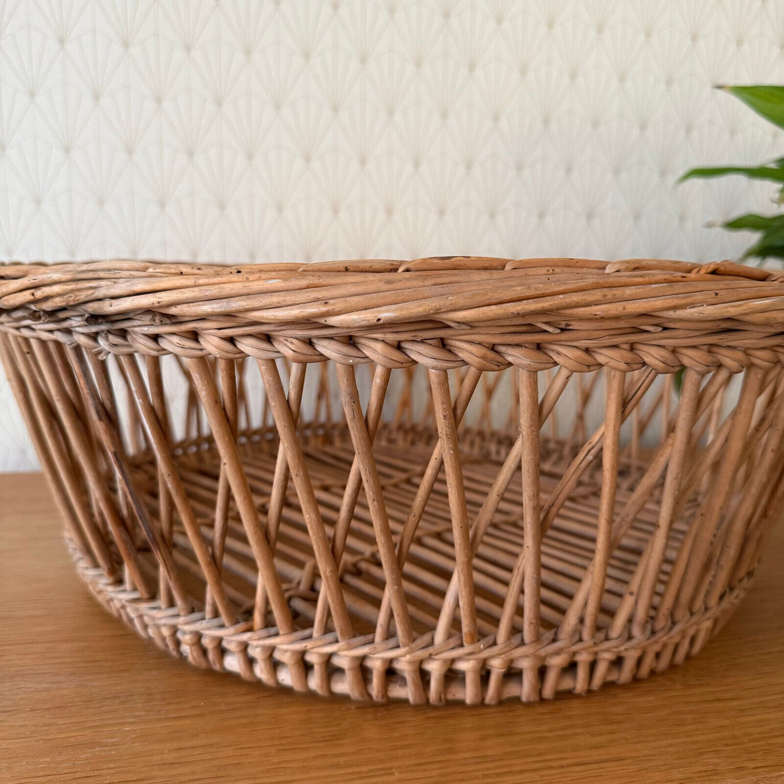 Basket Wicker Rattan Laundry Fruits House vintage french round cute 0901256 - Fleamarketfrance