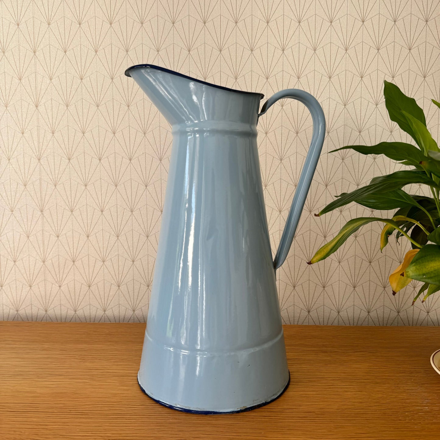 French Enamel Pitcher Blue Water Jug Vintage Enamelware Kitchenware 1506249 Fleamarketfrance
