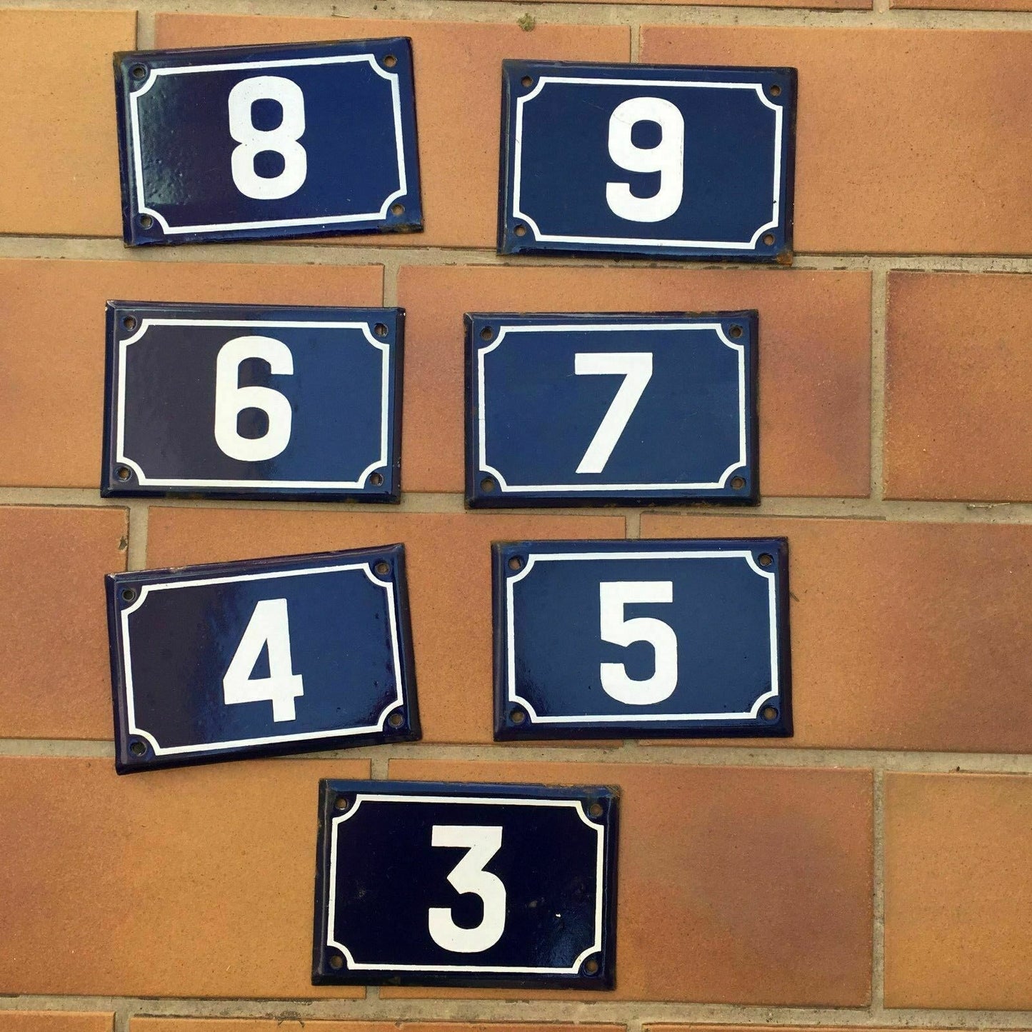 French Enamel House Numbers Blue White Street Door Numbers 3-9 9 GIROD