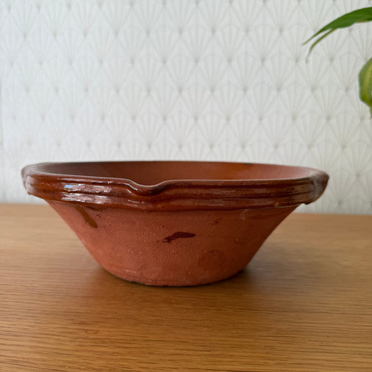 VINTAGE FRENCH GLAZED TERRACOTTA SALAD MIXING BOWL TERRINE TIAN  04062512