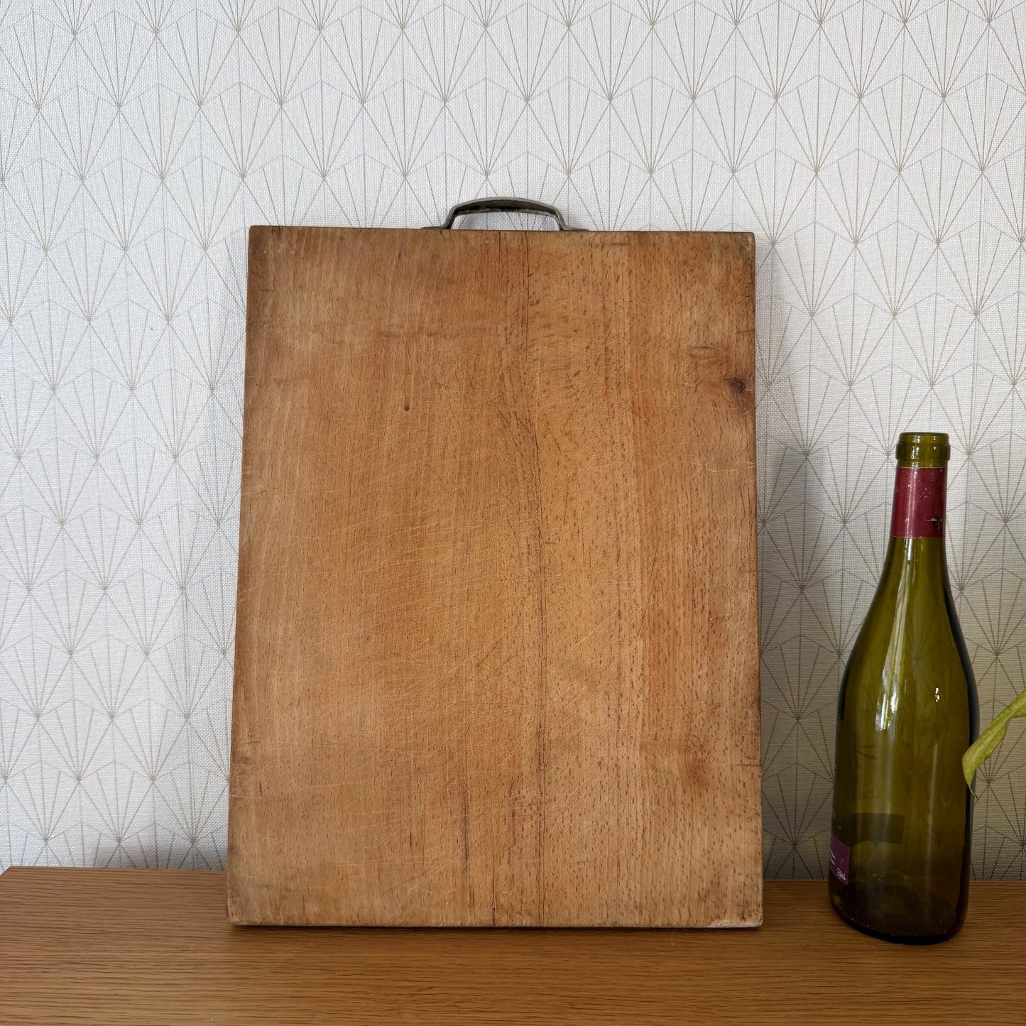 French Vintage Wooden Cutting Board with Metal Handle Kitchen 01072616 Unbranded