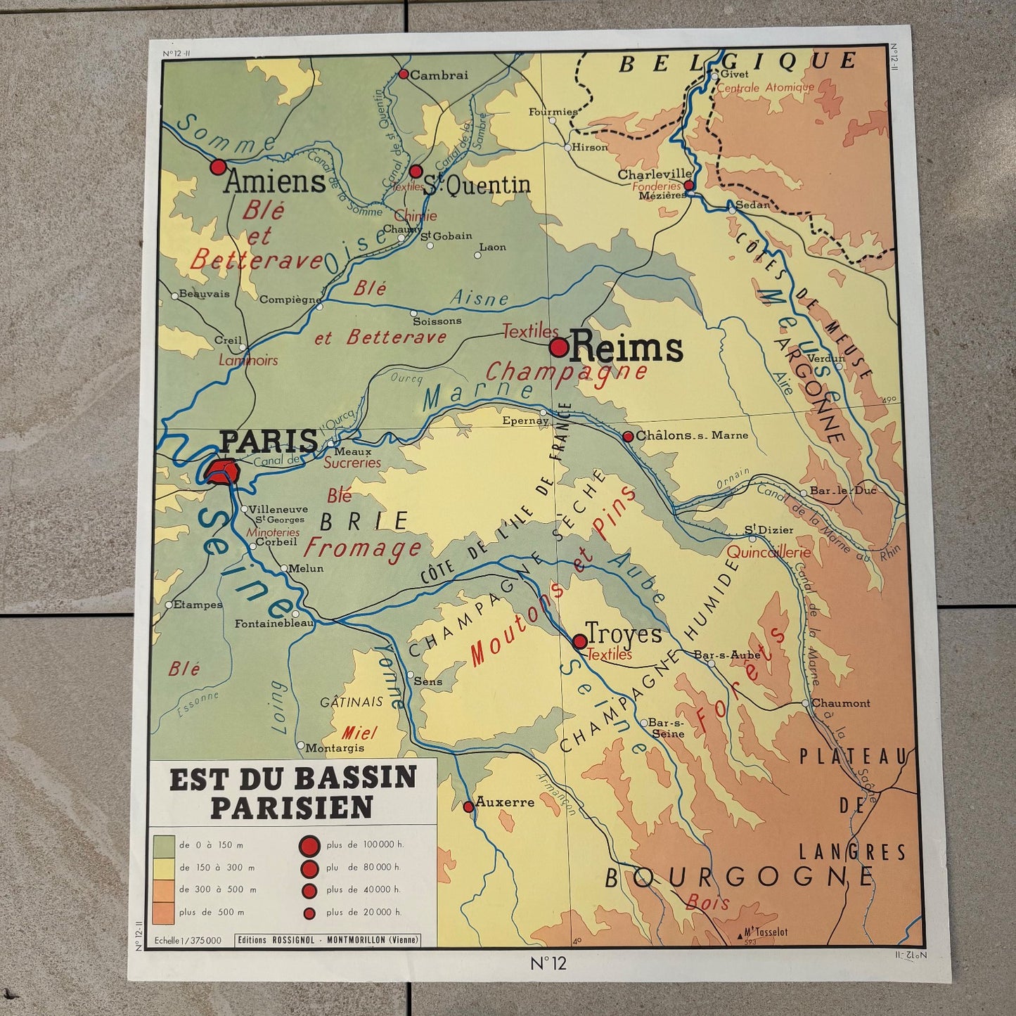 Vintage French Educational School Map Poster Geography Double-Sided 2008268 Fleamarketfrance