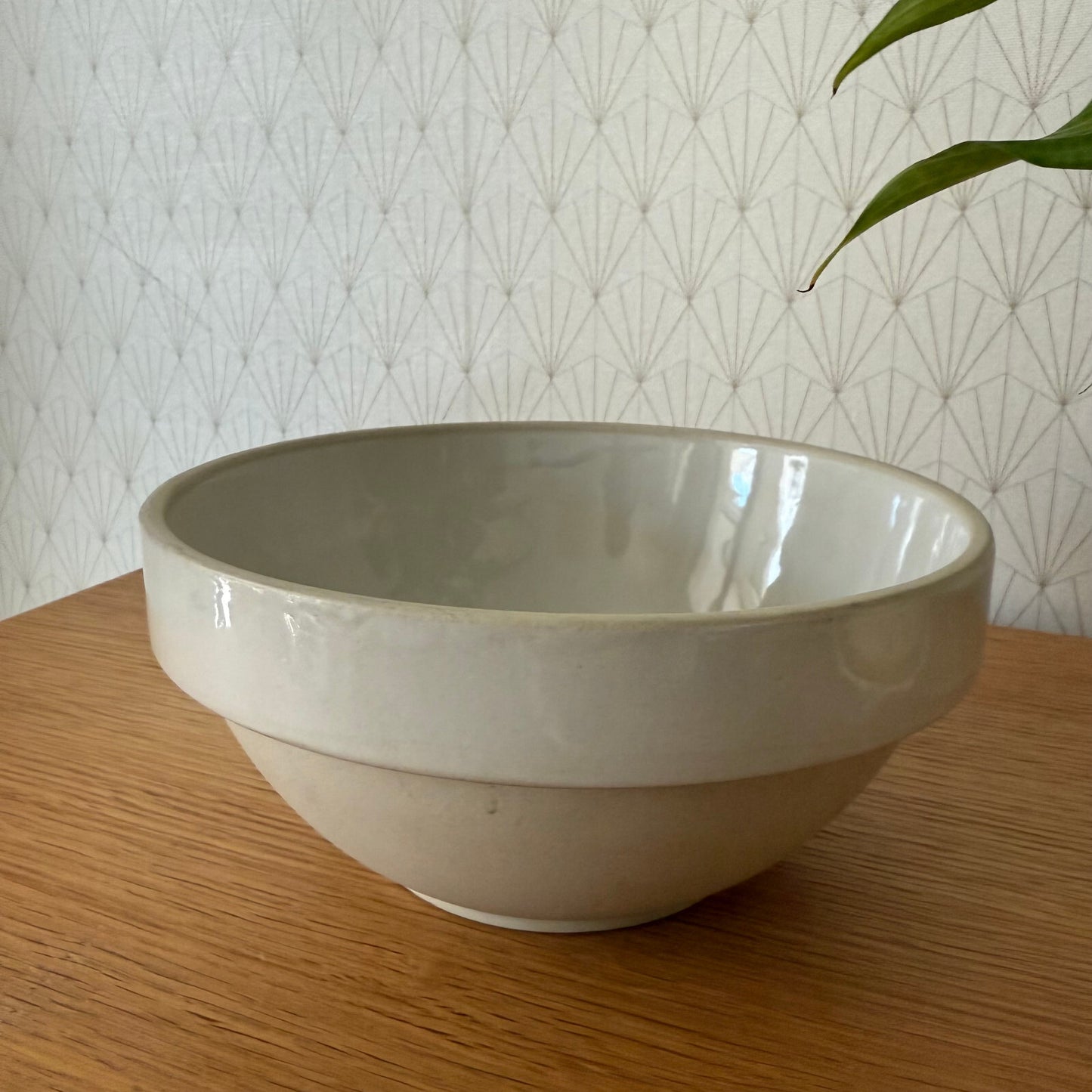 VINTAGE FRENCH STONEWARE SALAD MIXING BOWL TERRINE DIGOIN 8 1/4" 2904256