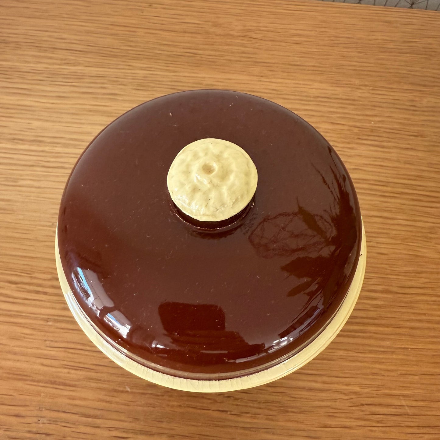 French Terrine Pot Brown Glazed Ceramic Foie Gras Crock Vintage 0112243 Le Chachet