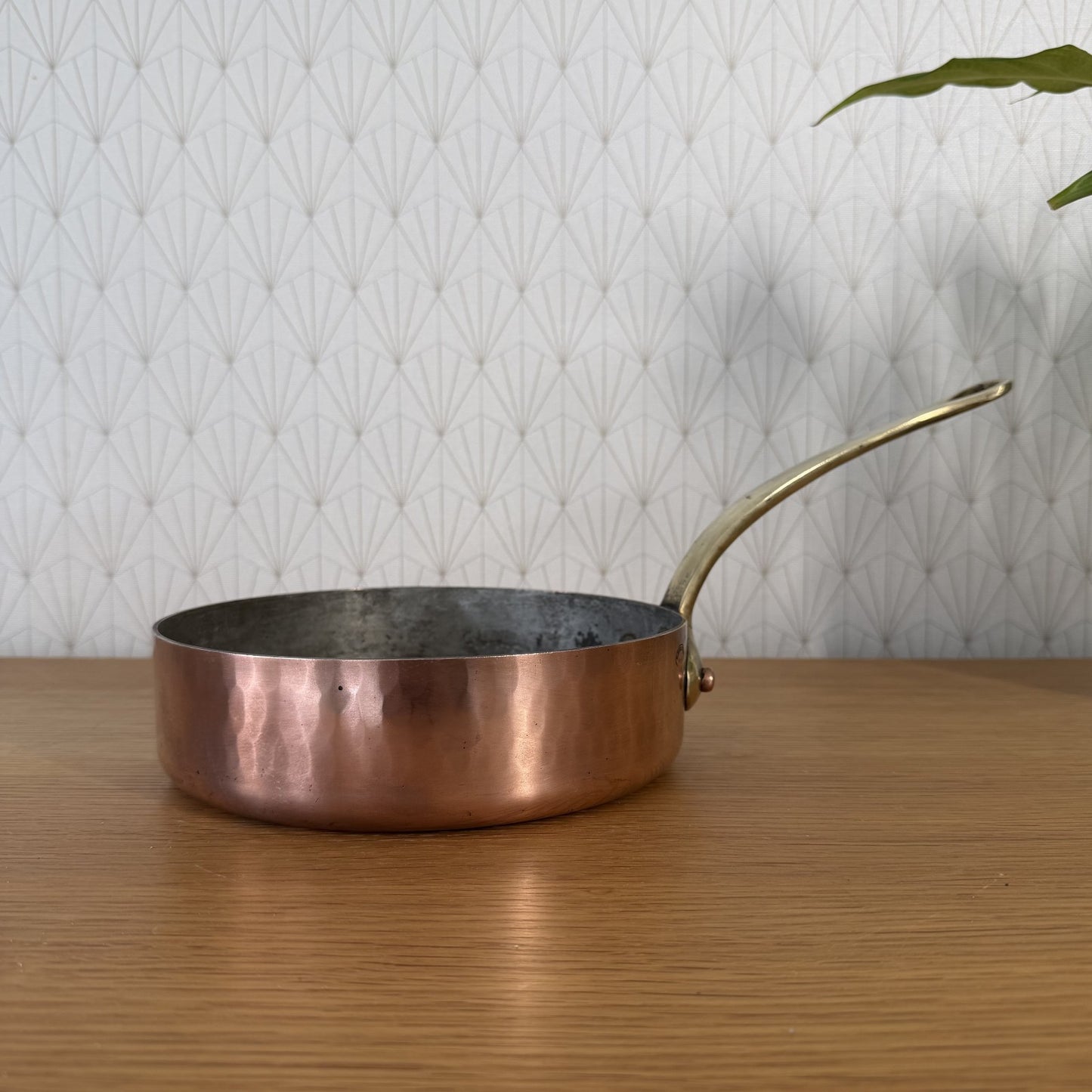 French Copper Sauteuse Pan Dehillerin Tin Lining Vintage Hammered 0505267 Unbranded