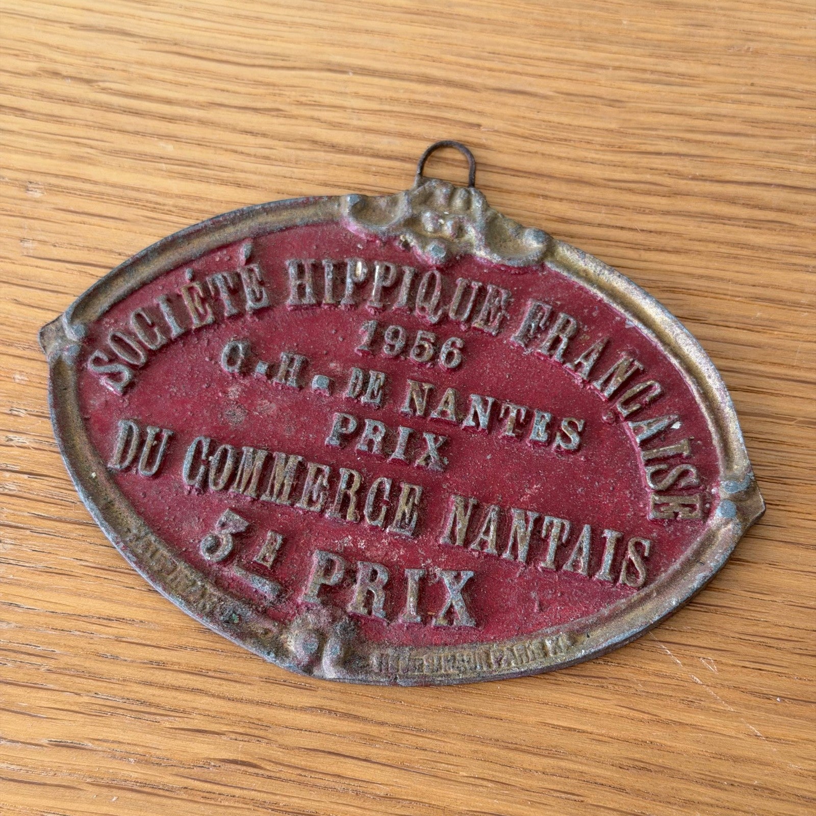 French Vintage Horse Plaque Society Award Trophy Sign Nantes 1956 1212252 Fleamarketfrance : French vintage and antique decor