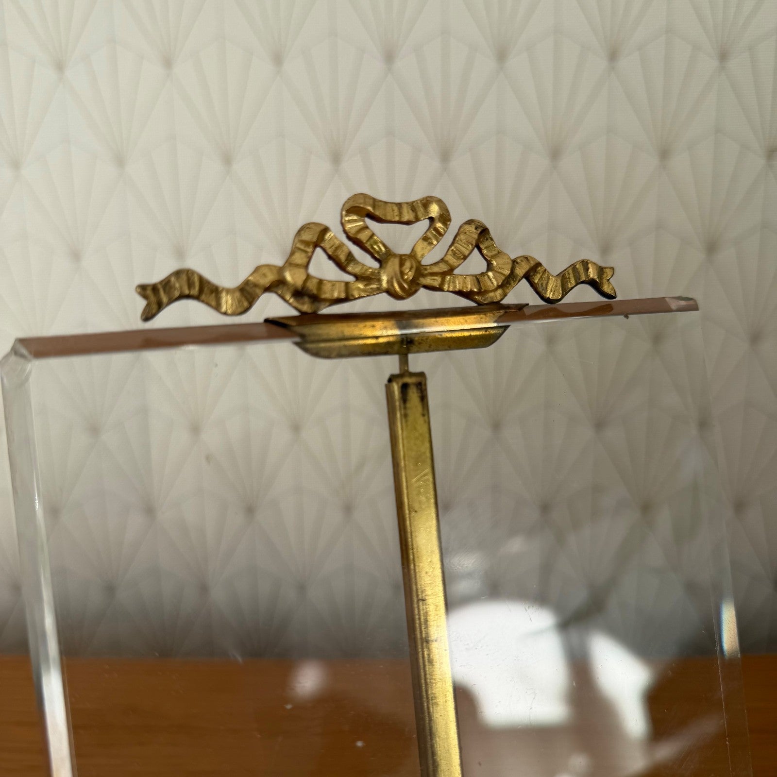 French Brass Easel Picture Frame Glass Stand 5.5x8.5 Vintage 03022610 Fleamarketfrance