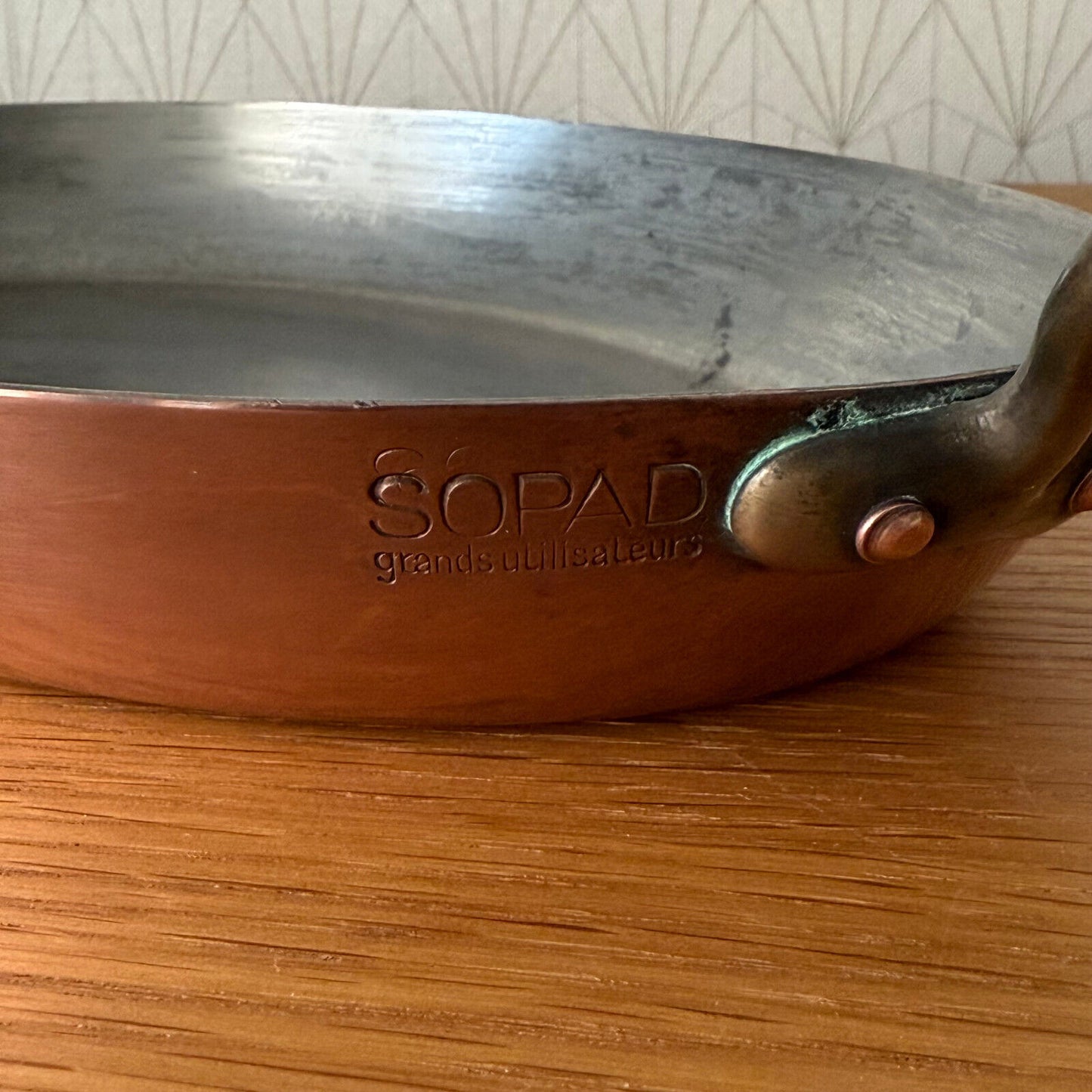 French Copper Cookware gratin Pan Brass oval made france 0304257