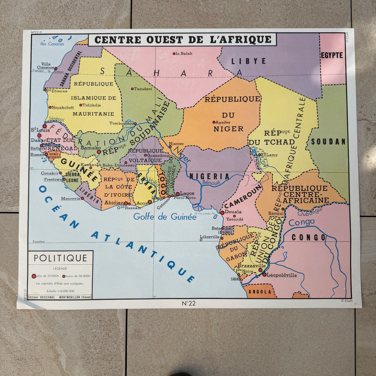 Vintage French Educational Map Poster Africa Geography School 20082610 Fleamarketfrance