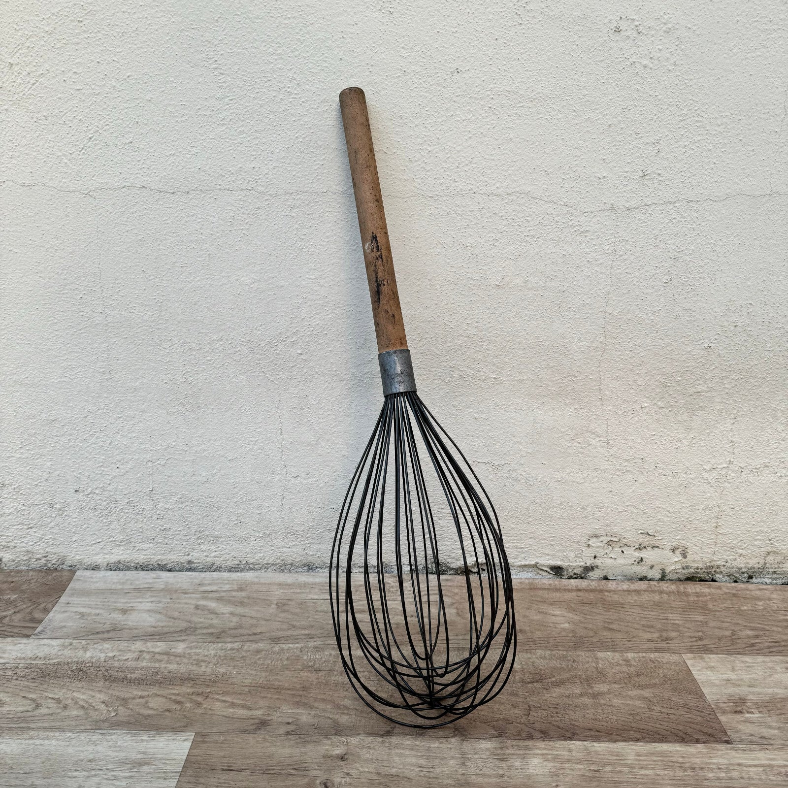 Large French Wire Whisk 22" Wooden Handle Vintage Baker Kitchen Tool 2604244 Unbranded