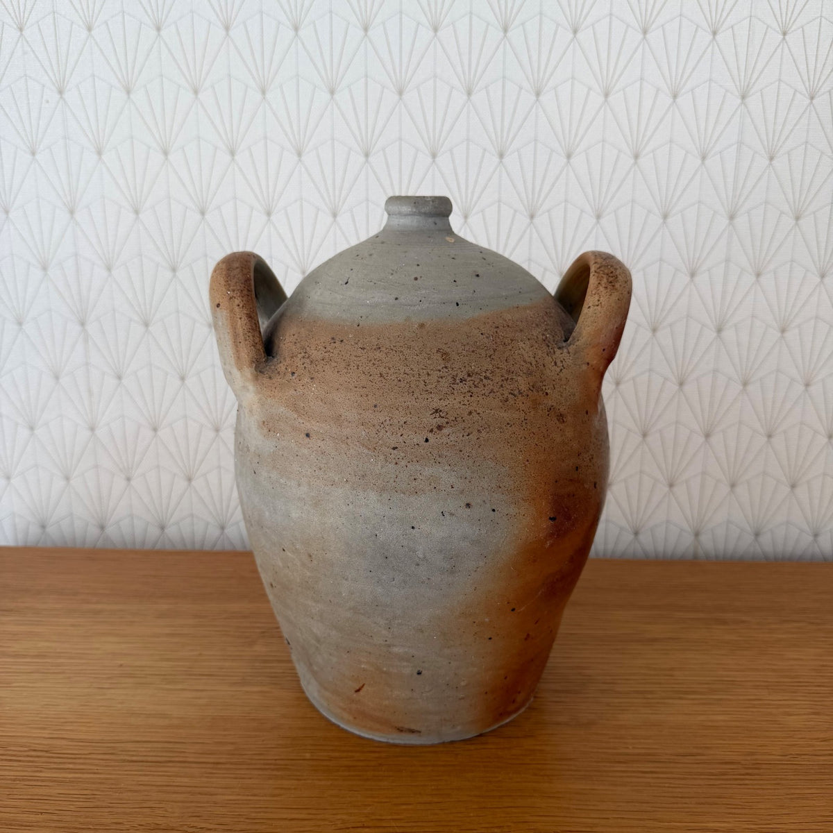 Antique French Stoneware Jug Handmade Earthenware Pitcher Pottery 04092618