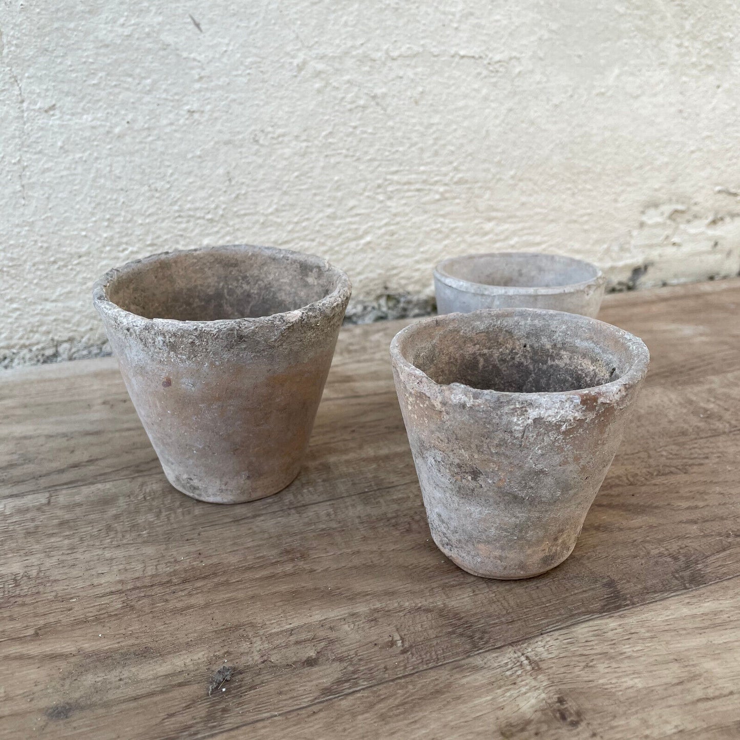 Vintage French Lot of 3 Terracotta Pots Planter Flowers 1403255 Fleamarketfrance