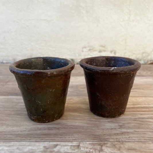 RARE Vintage french set of 2 cast iron pots planter mold 10122217 - Fleamarketfrance