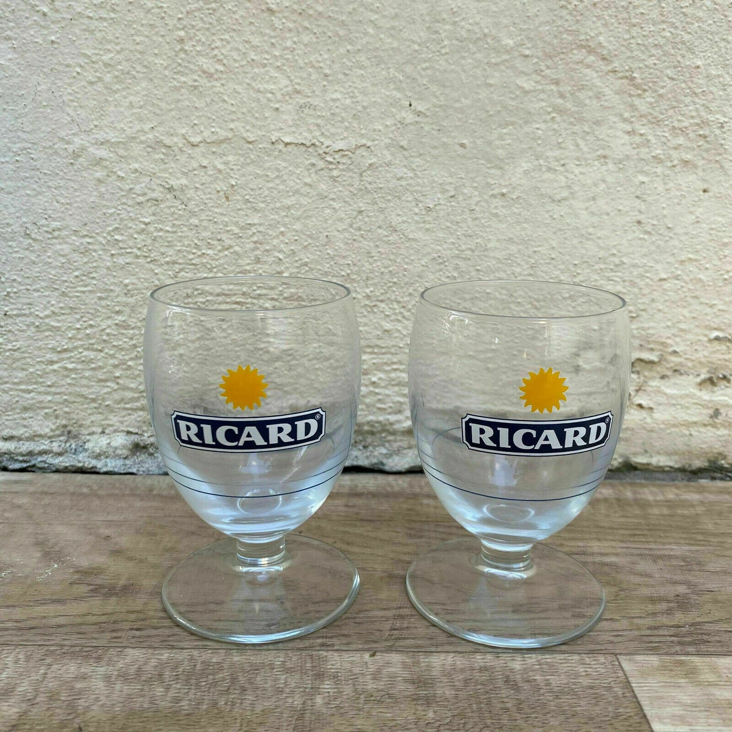 Vintage French Ricard Pastis Glasses Sunburst Logo Set of 2 1103232 Ricard