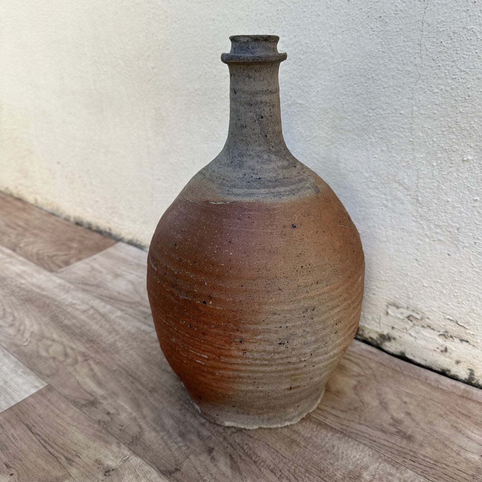 Antique French Stoneware Wine Bottle Salt Glazed Pottery 12" 1108231 Unmarked