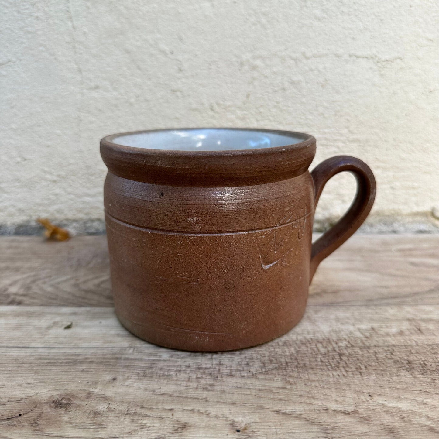 FRENCH VINTAGE confit jug mug cup glazed brown 01112320 - Fleamarketfrance