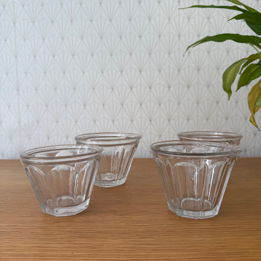 4 Vintage French Glass Jam Jelly Jar Pot Faceted Preserving Glass 2307253