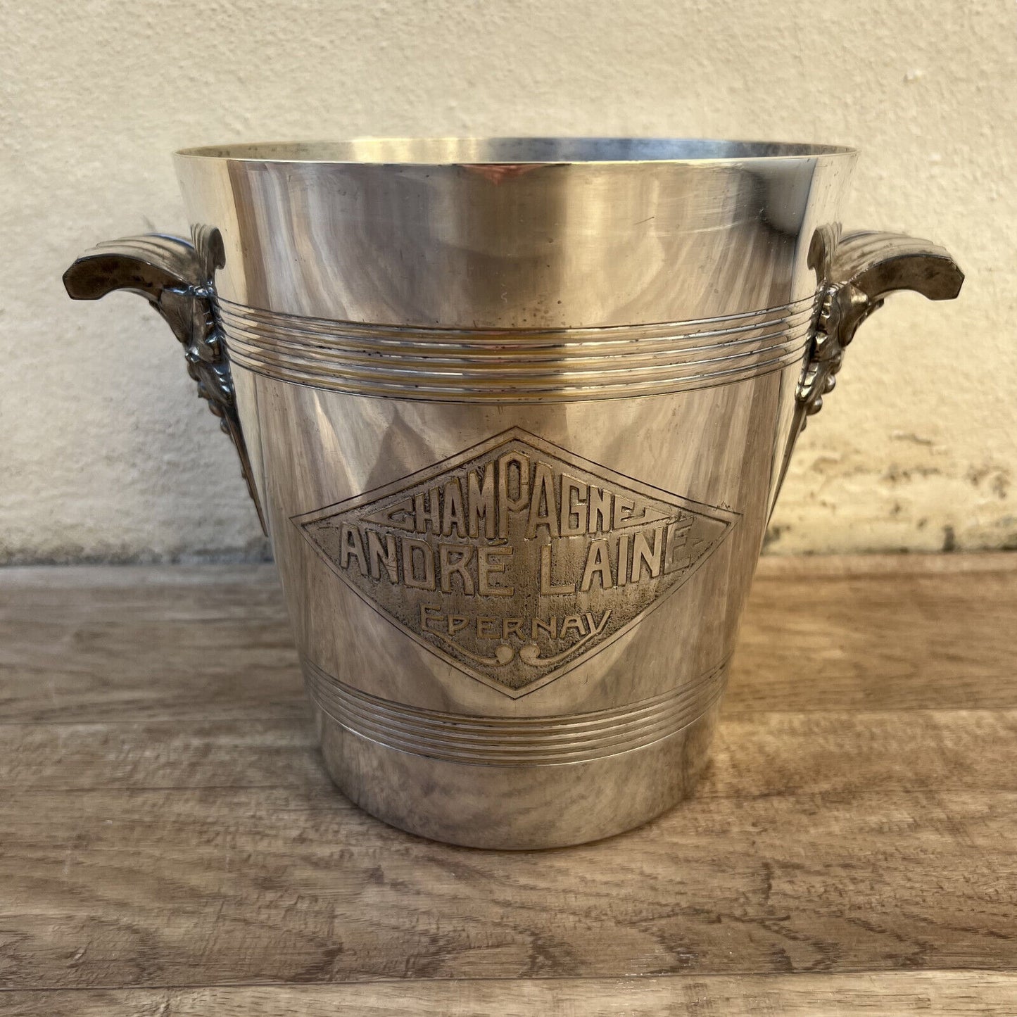 Vintage French Champagne Silverplate Ice Bucket Cooler Andre Laine 09032510 - Fleamarketfrance