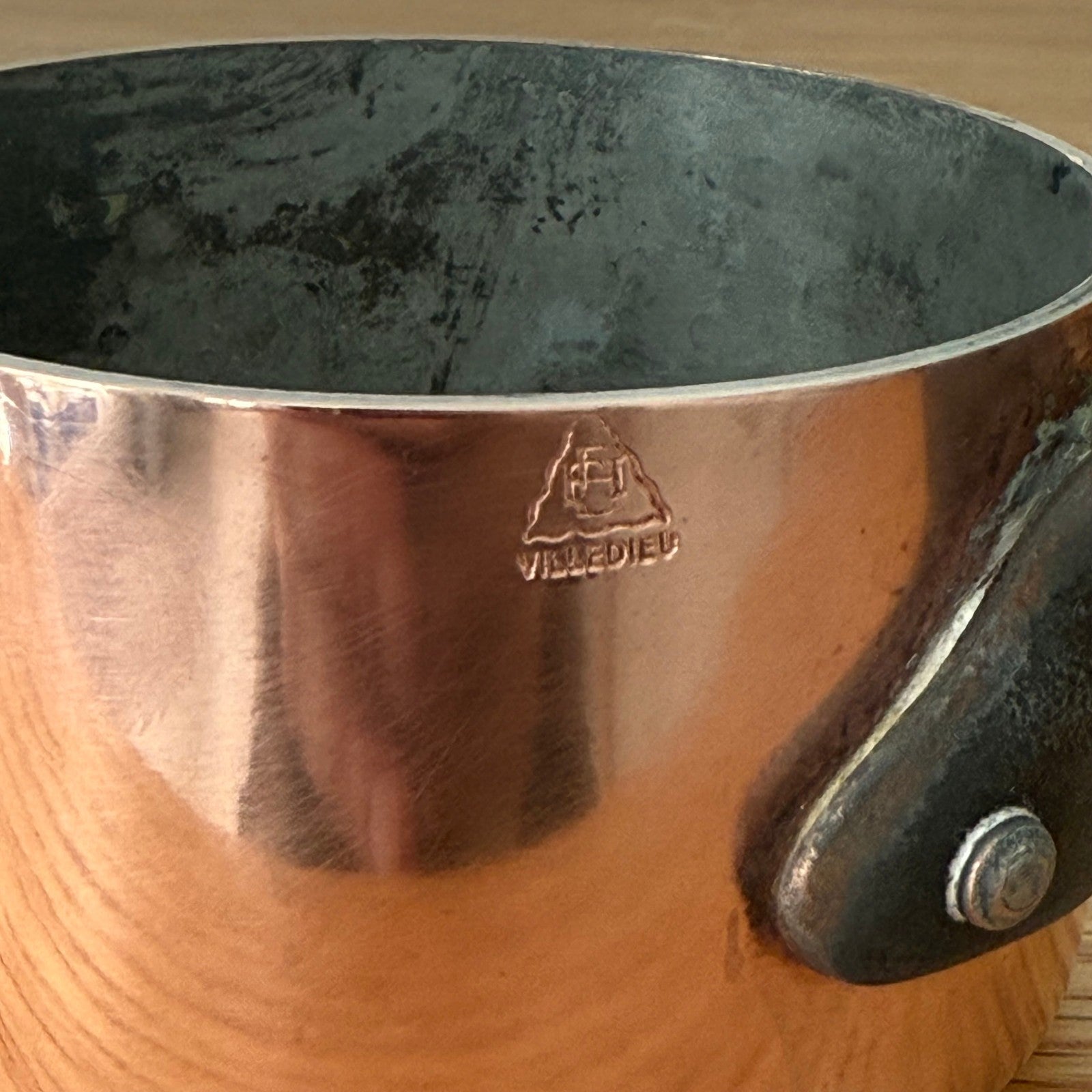 French Copper Saucepan Villedieu Cast Iron Handle Vintage Cookware 3008254 jacquotot