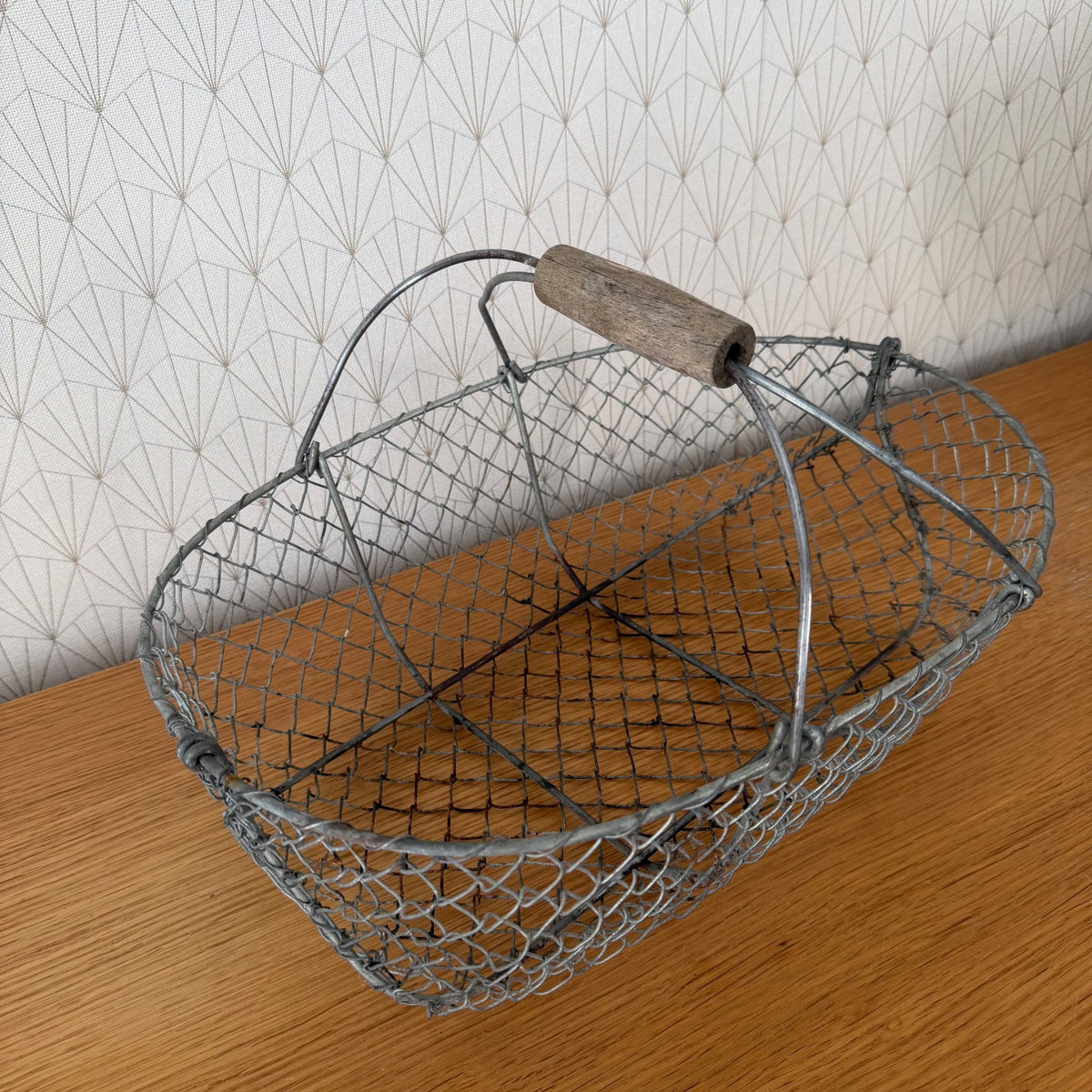 French Wire Basket Harvesting Vintage 0409266
