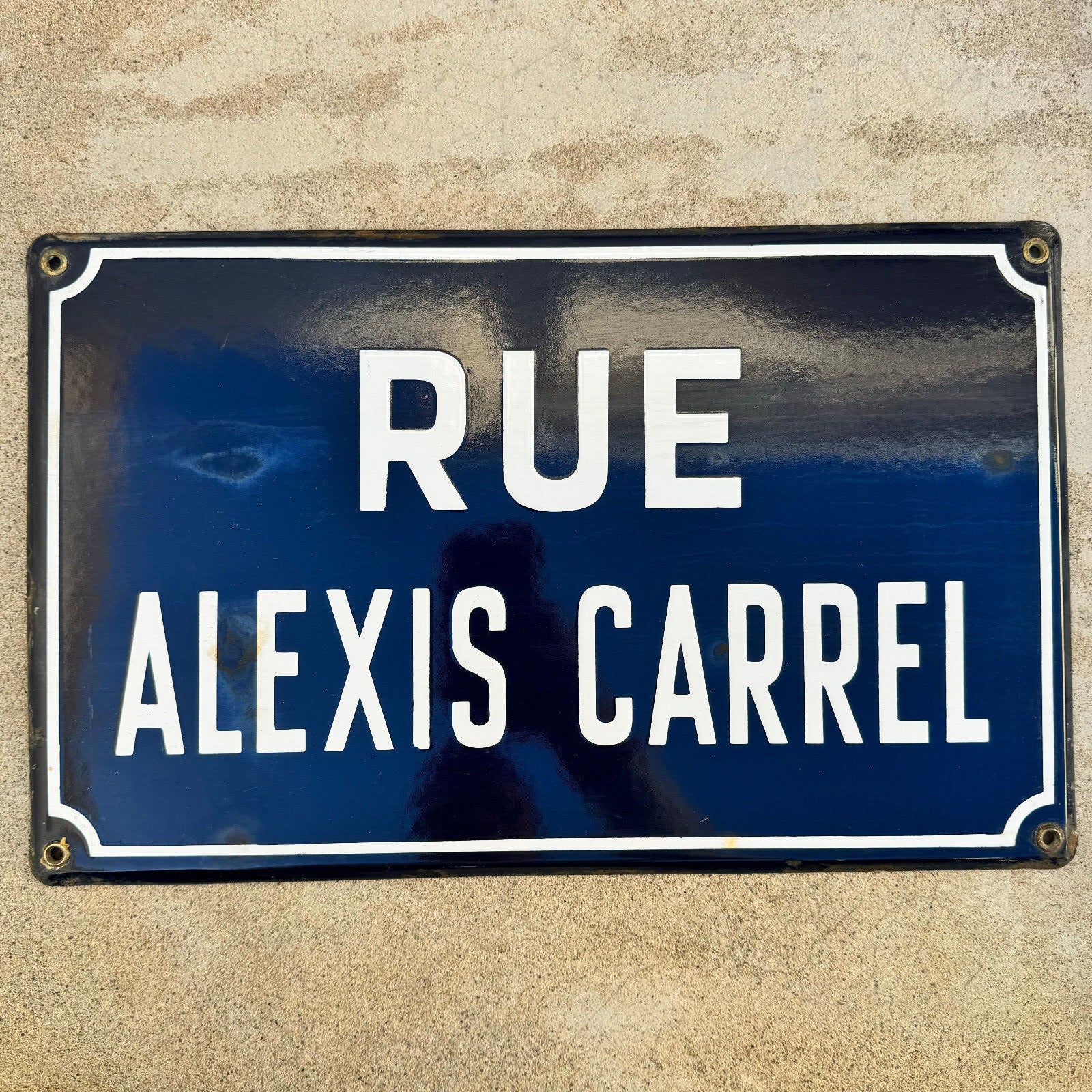 Vintage French Street Sign Rue Alexis Carrel Blue Enamel Metal 13042423 Fleamarketfrance