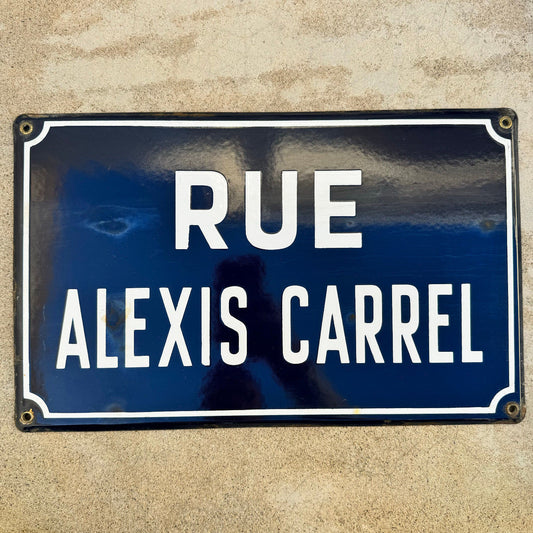 Vintage French Street Sign Rue Alexis Carrel Blue Enamel Metal 13042423 Fleamarketfrance