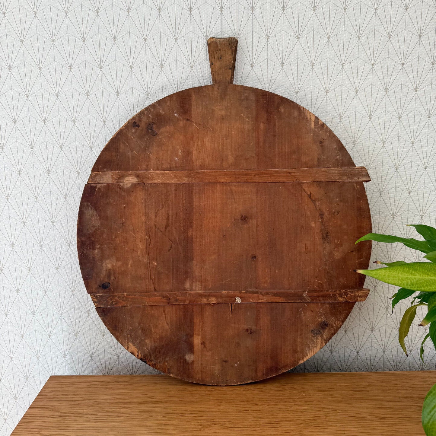 ANTIQUE VINTAGE ROUND EUROPEAN BREAD OR CHOPPING CUTTING BOARD WOOD 0902253 - Fleamarketfrance