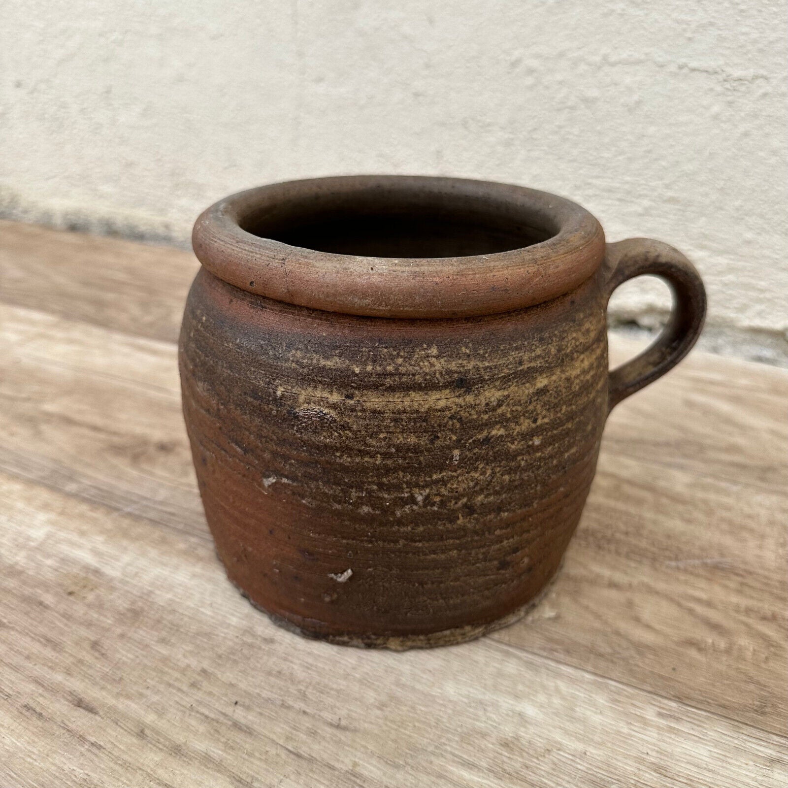 FRENCH VINTAGE confit jug mug cup glazed brown  stoneware 1105238 - Fleamarketfrance