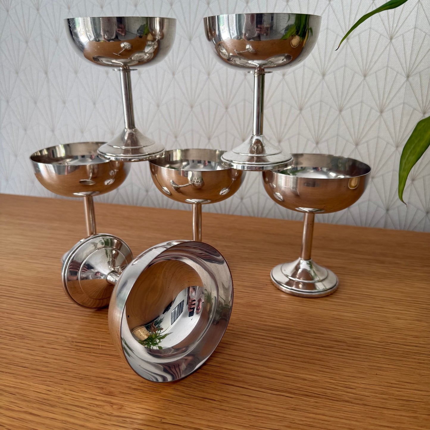 Set Of 6 Vintage Silverplate European Goblet Ice Cream Cup 0807251 Unbranded