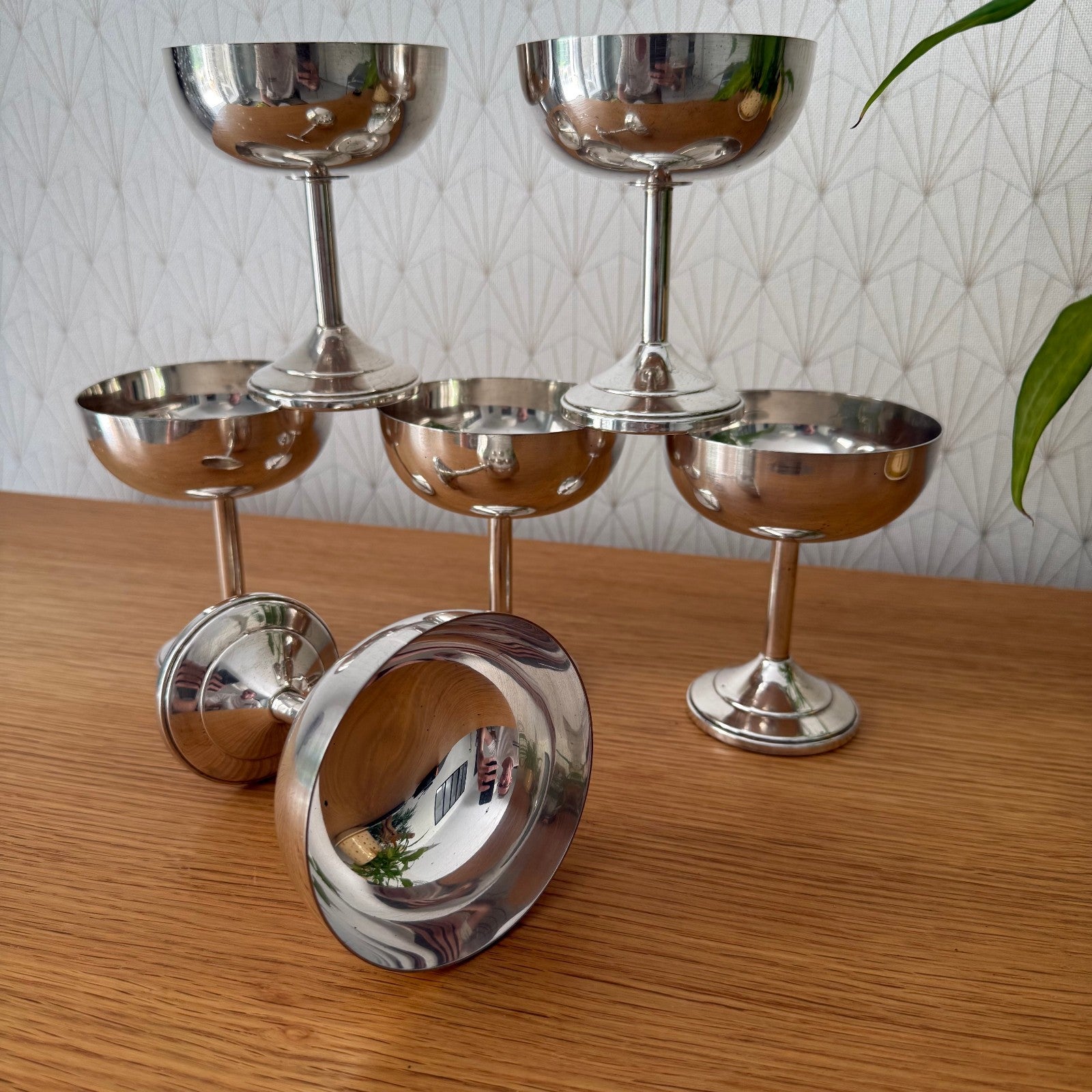 Set Of 6 Vintage Silverplate European Goblet Ice Cream Cup 0807251 Unbranded