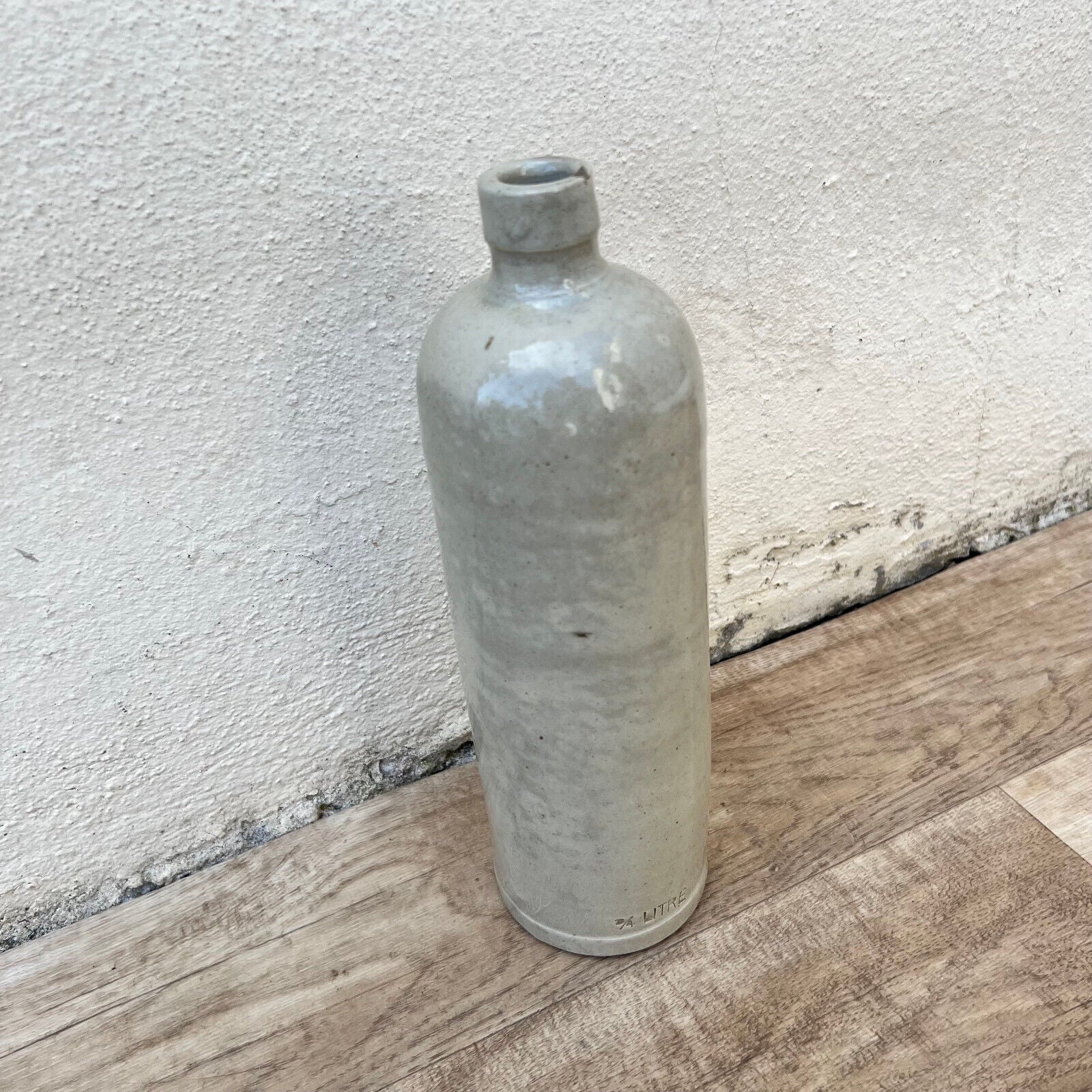 Vintage French Stoneware alcohol Wine Bottle water 10 1/2" tall 15122411 - Fleamarketfrance