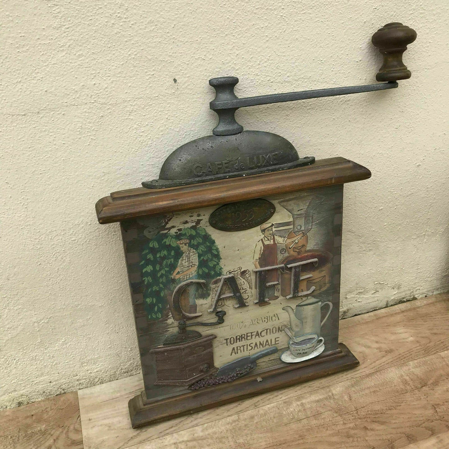 French Coffee Grinder Decorative Wood CAFE Wall Art Kitchen Decor 0107181 Unbranded