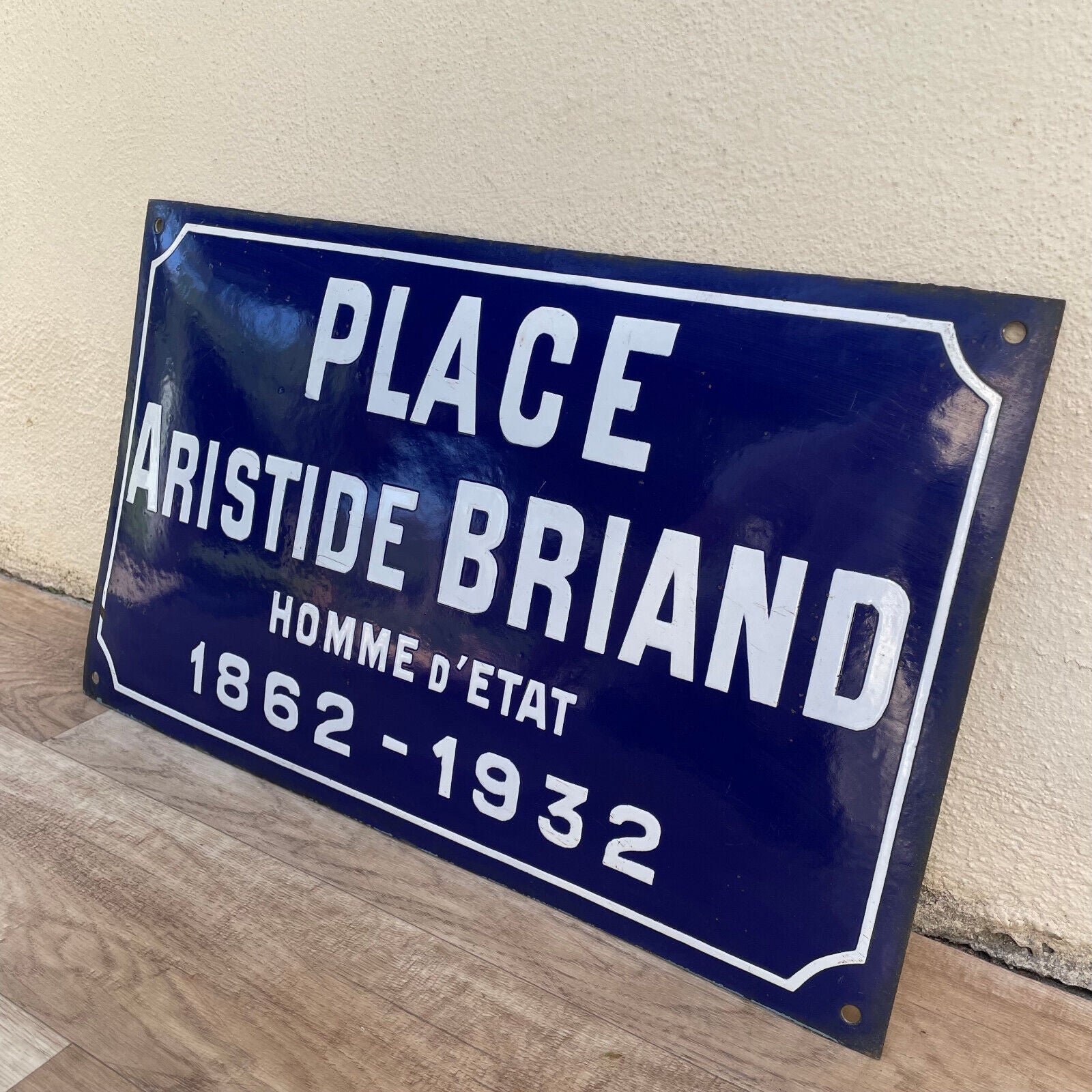 Old French Street Enameled Sign Plaque arched bombed - vintage BRIAND 1501252 - Fleamarketfrance