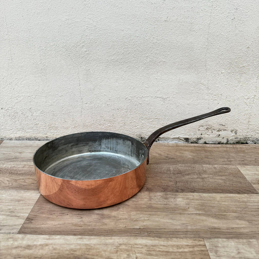 French Copper Pan Villedieu Professional Tin Lined Sauteuse 24cm 26042410 Unbranded