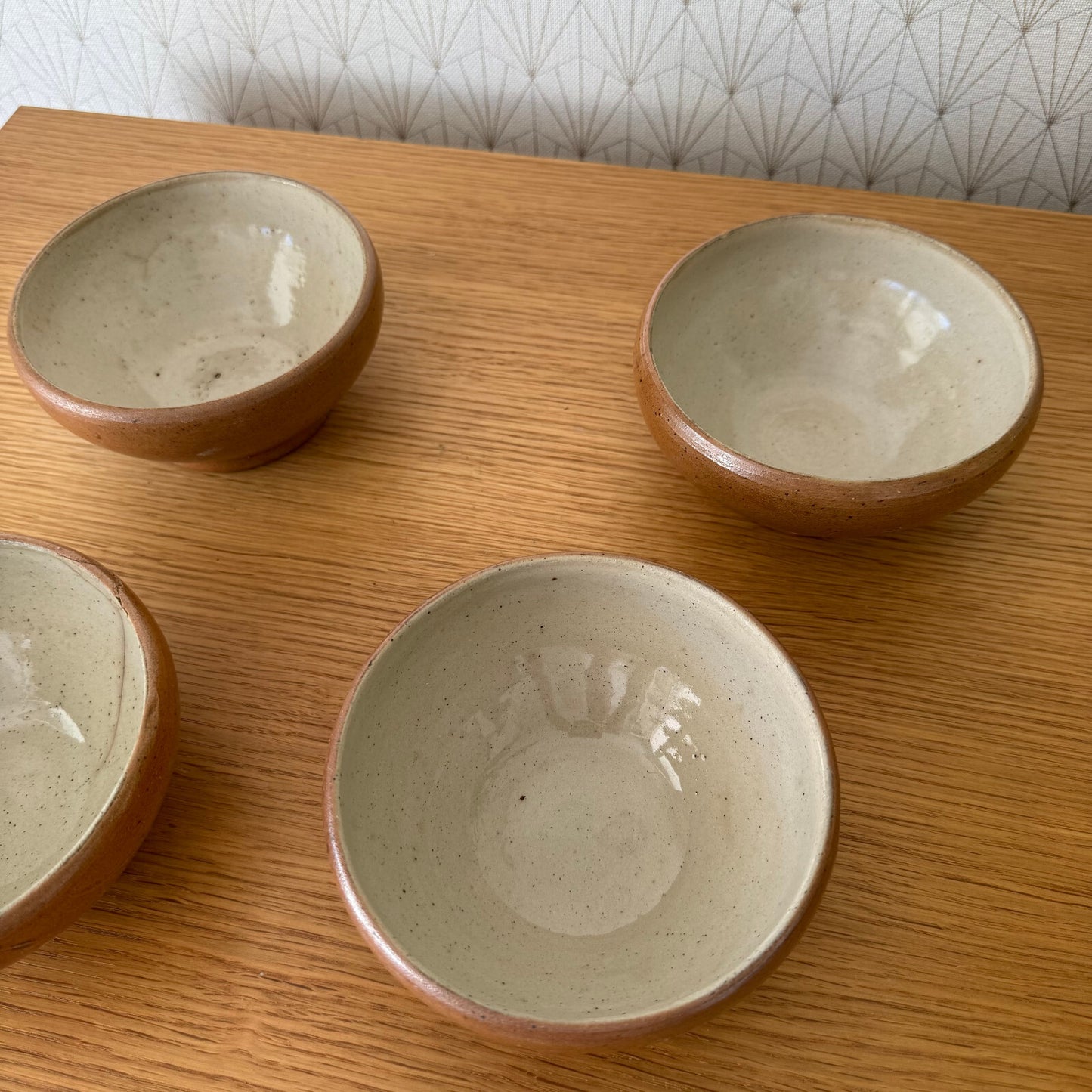 4 VINTAGE FRENCH STONEWARE BOWLS FARMHOUSE CERAMIC MIXING BOWL 2205252