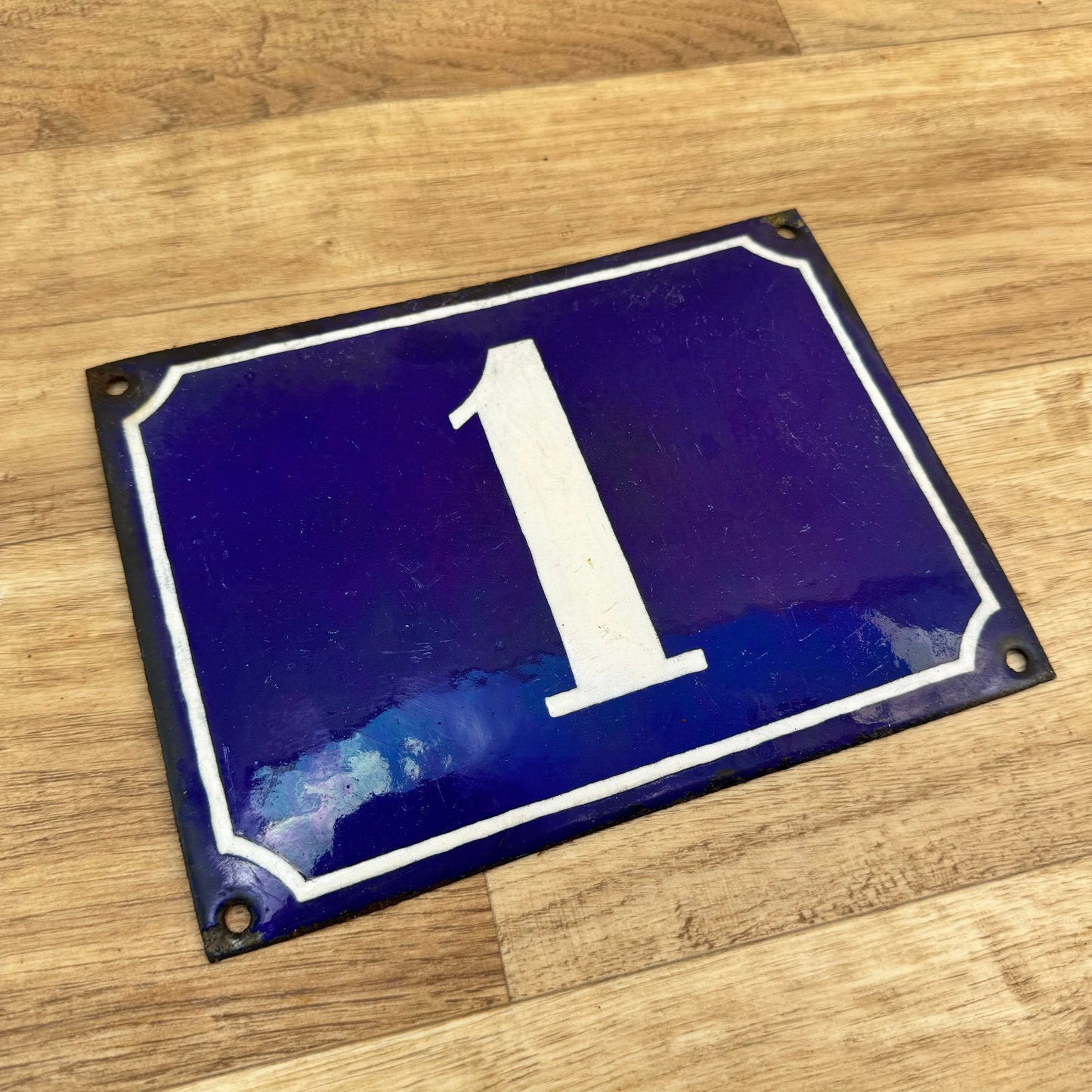 French Enamel House Number 1 Blue White Vintage Door Sign Plate 0907246 Fleamarketfrance