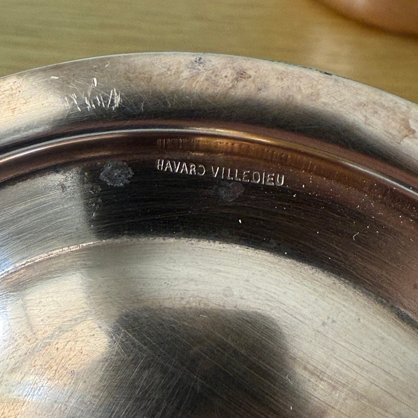 French Copper Saucepan Villedieu Brass Handle Lid Vintage 4" 25072510 villedieu