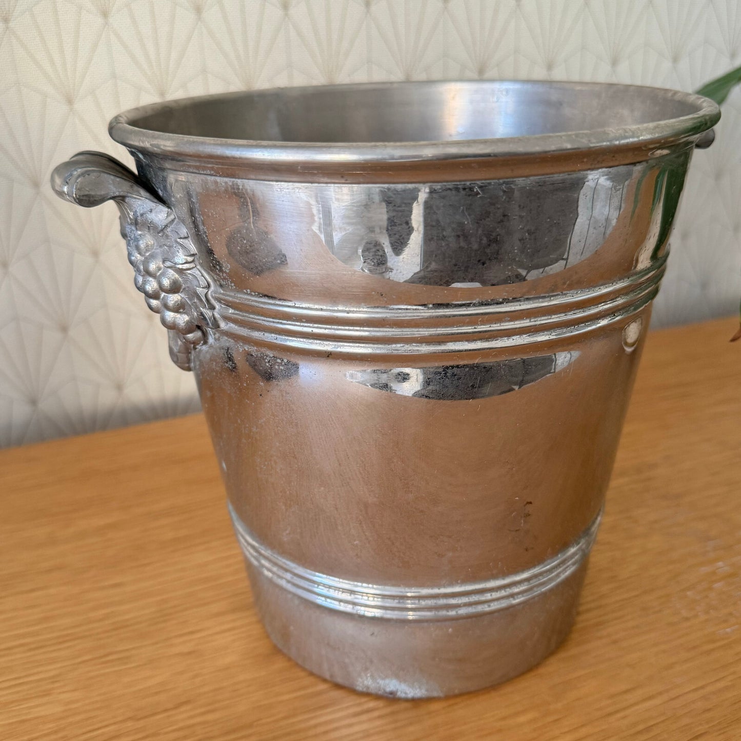 French Silverplate Ice Bucket Champagne Cooler Grape Handles 0703241 Fleamarketfrance
