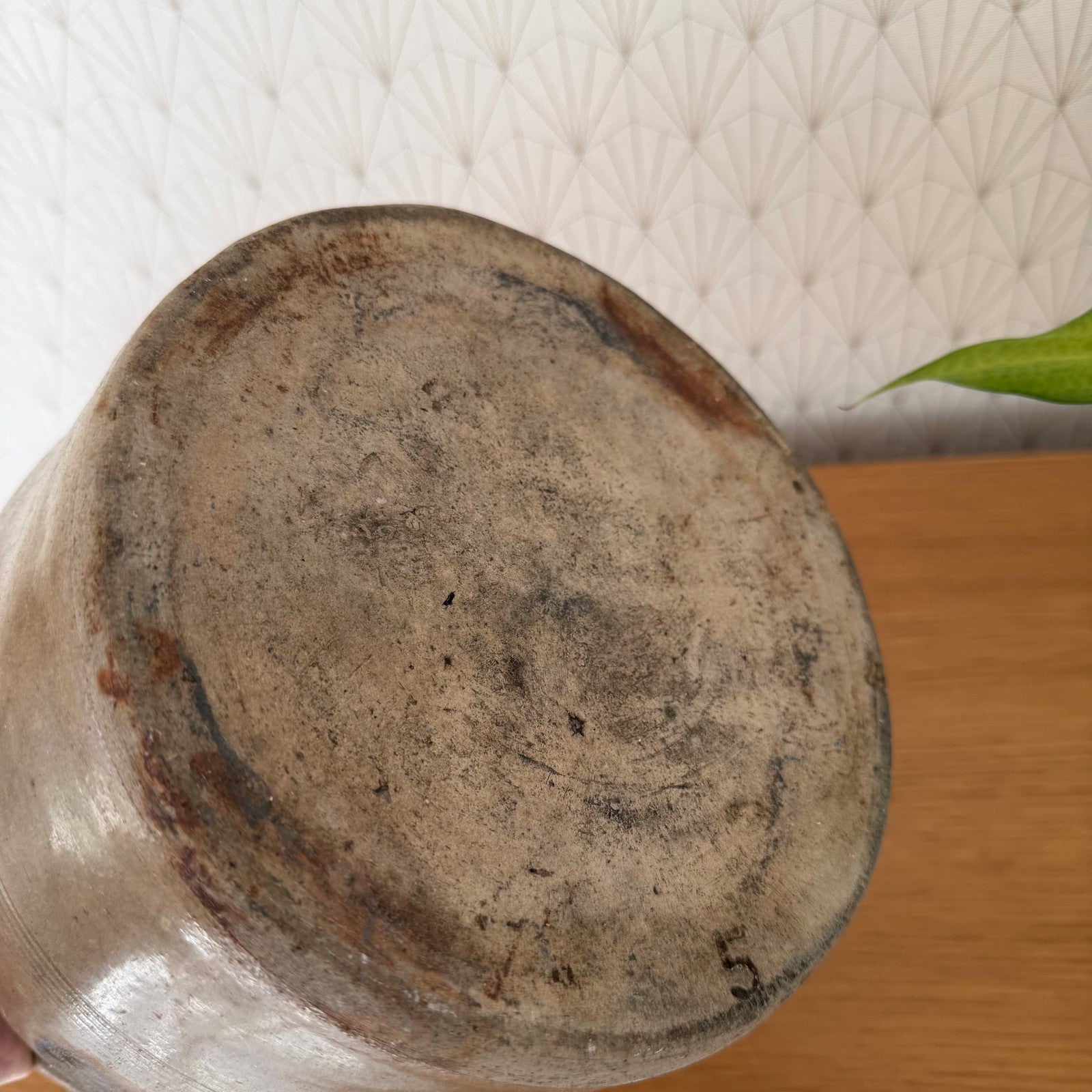 Handmade Glazed Brown Vintage French Confit Grease Pot Stoneware 13022611 Unmarked