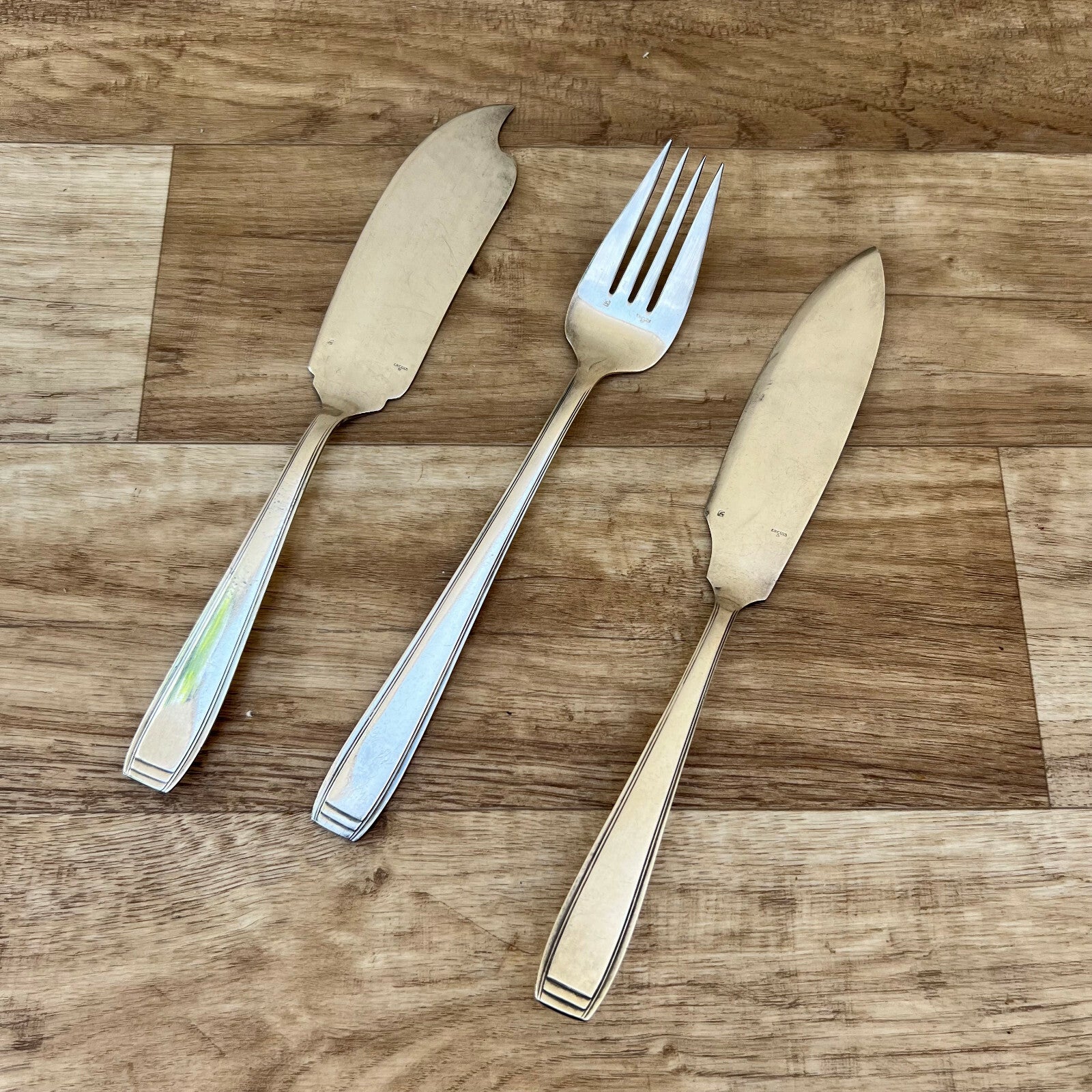 French Silver Fish Servers ERCUIS Vintage Serving Set 3pc Flatware 2305226 Ercuis